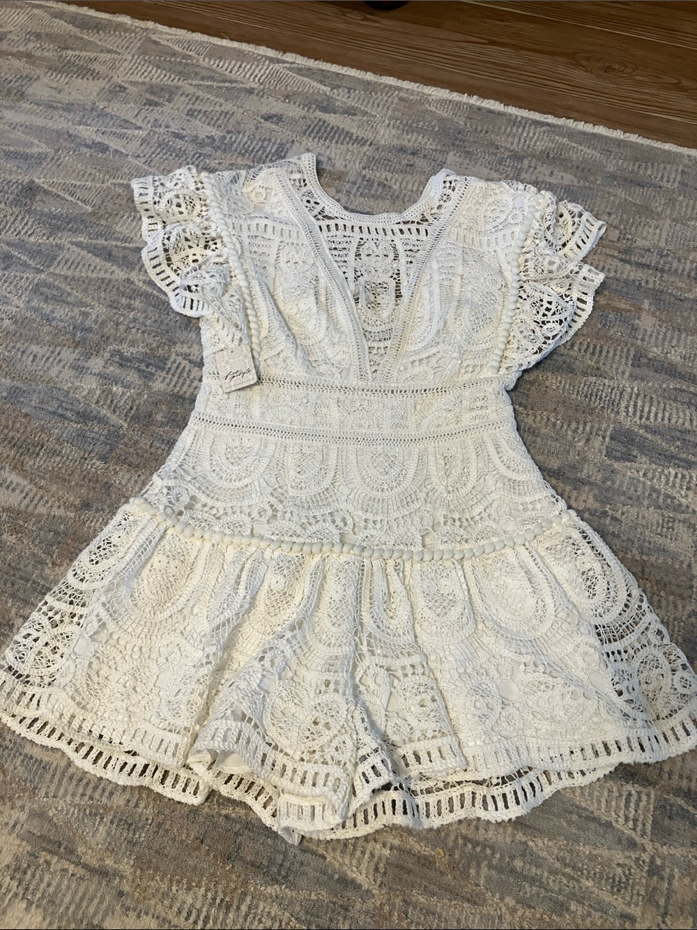 Saylor Free People Adeline Cream Crochet Lace Romper NWT - Picture 3 of 6